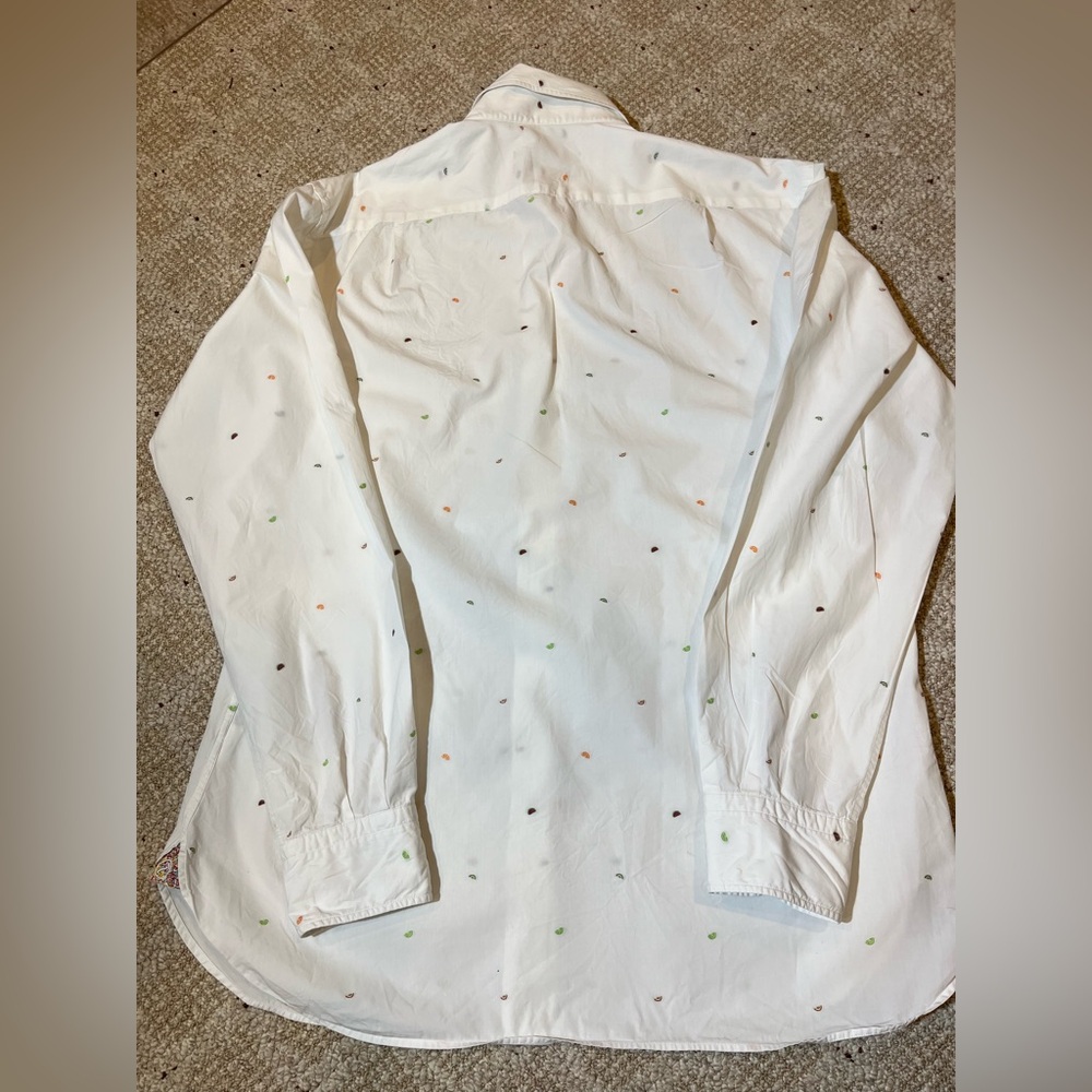 Hammer Made White Fruit Long Sleeve Button Up L Dress Shirt Men's 42/16.5 - Picture 5 of 10